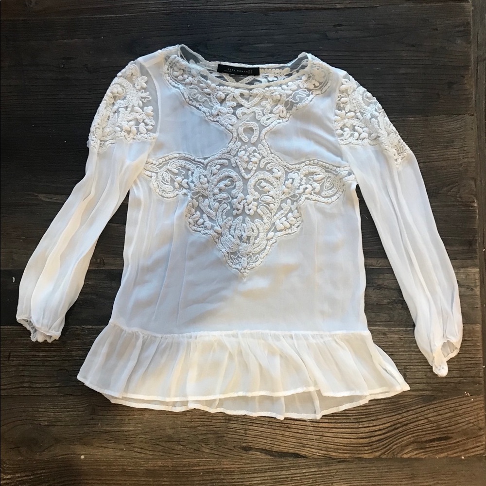 Zara ivory lace blouse